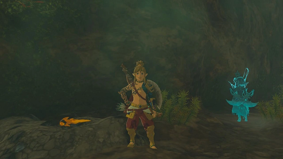 Link wearing armor with upgrades using Amber in The Legend of Zelda: Tears of the Kingdom