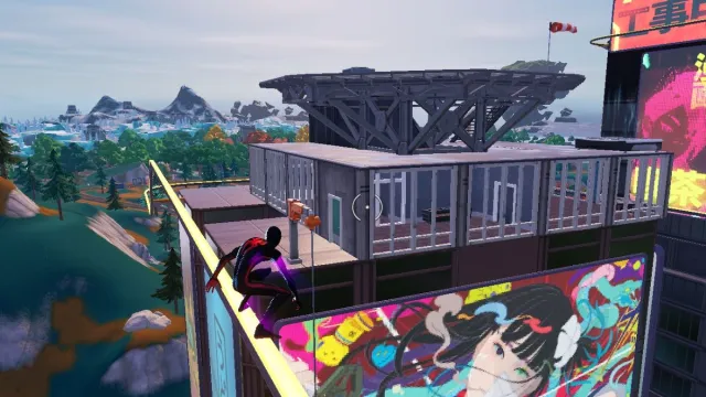 Falling 5 stories in Fortnite Mega City