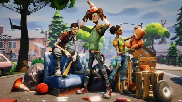 Characters on the street in Fortnite.