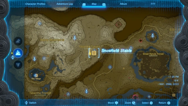Snowfield Stable Tears of the Kingdom location map